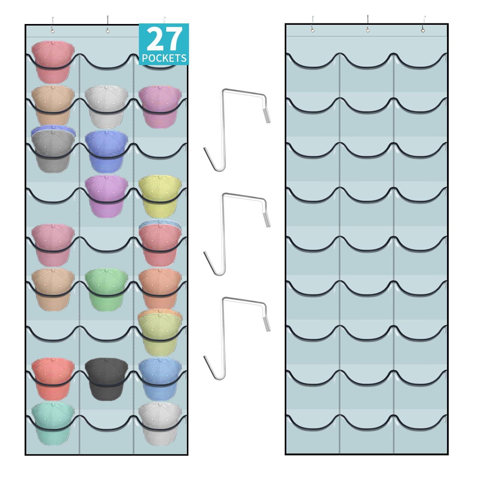 Hat Rack for Baseball Caps, 27 Pockets Over The
