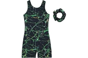 JESKIDS Leotards for Girls Gymnastics with Shorts Dance Biketards Tumbling Matching Hair Scrunchie 3-11 Years