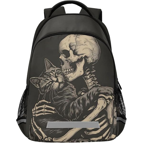 KOYI Skull Backpack For Kids – Gothic Floral Design, 16 Inch School Bag For Boys & Girls - View #10
