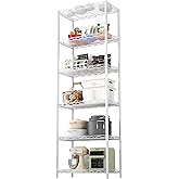HOMEFORT 6-Tier Wire Shelving, 6 Shelves Unit Metal Storage Rack, Durable Organizer, Perfect for Pantry Closet Kitchen Laundry Organization (White)