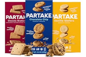 PARTAKE FOODS Gluten Free Partake Crunchy Cookie & Cracker Variety Pack (Chocolate Chip, Classic Graham Cracker, Vanilla Wafer) - Vegan - Free From the Top 9 Allergens Including Dairy, Wheat, Soy, Eggs, & Peanuts - Non GMO - Safe School & Office Snack (3 Pack, 5.5oz Boxes)