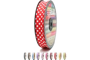 BIYELLI Cotton Fold Bias Binding Tape - 3/4 Inches (20mm) Wide - 27 Yards - Polka Dots Single Fold Cotton Fold Bias Binding Tape for Sewing Clothing DIY Red A17