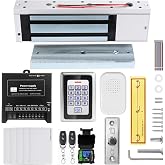 Access Control System 1200lb Electric Magnetic Door Lock Kit: RFID Keypad, Remotes, Exit Button, Close to Entry Keypad &amp; ID Card with 110-240VAC to 12VDC Power Supply (500Kg / 1200LB Kits)