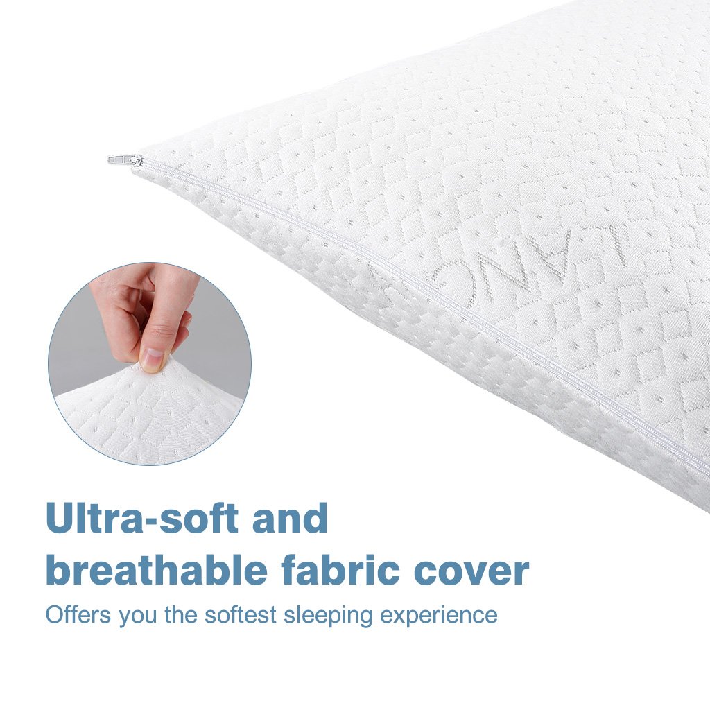 LANGRIA Luxury Bamboo Shredded Memory Foam Pillow with Zip Cover and