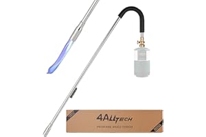 4ALLTECH Weed Burner Torch for 1 lb Propane Tank Cane 50000BTU With Igniter 35” Long Blow Turbo Flame Thrower for Weeds Charcoal Lighter Torch Grill Gun Camp Fire Starter