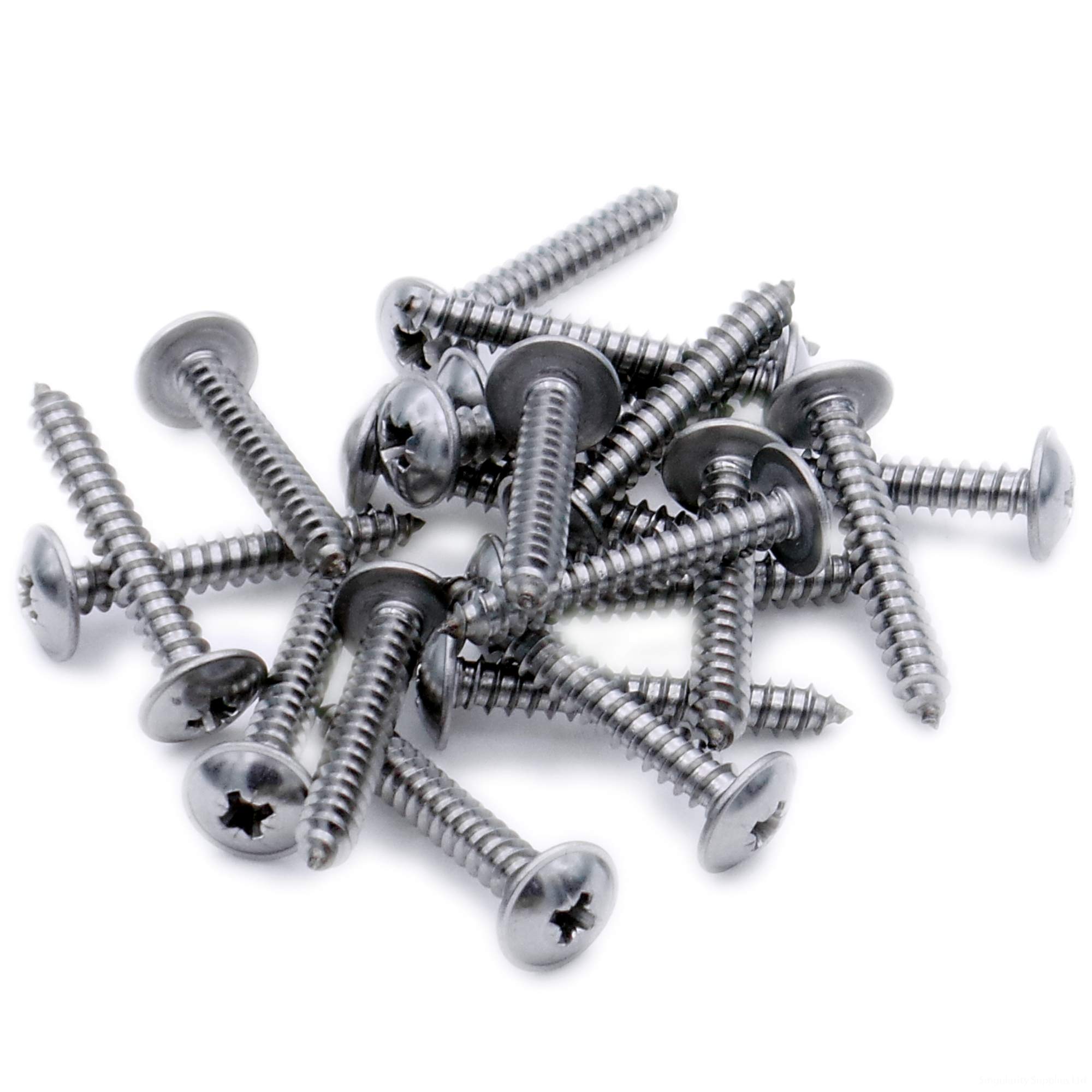 No.6 x 0.5 (3.5mm x 13mm) Pozi Flanged Self-Tapping Screw - Stainless Steel (A2) (Pack of 20)