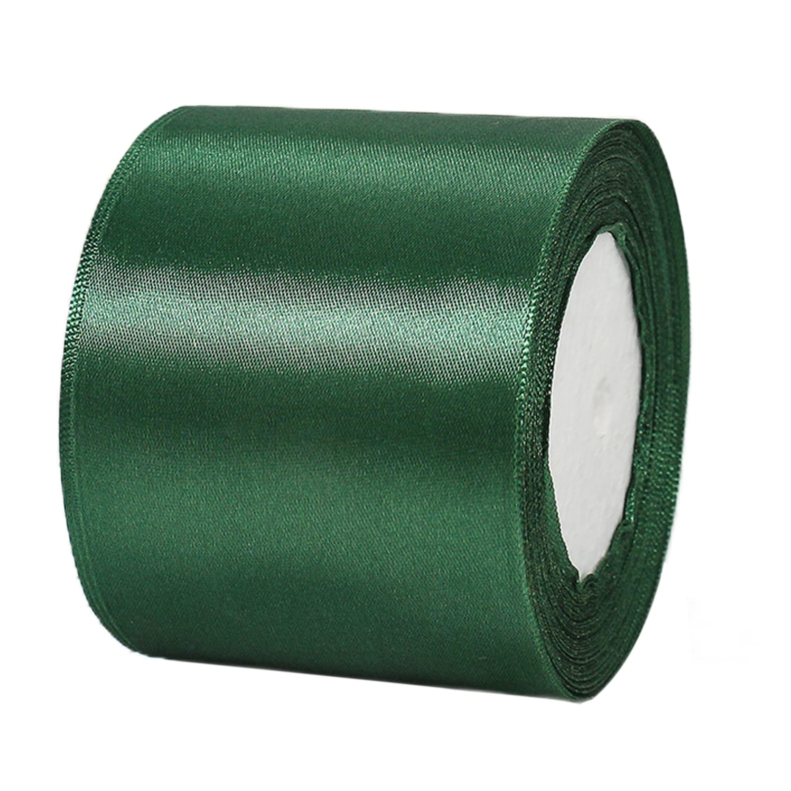 3 Inch 22m Wide Christmas Dark Green Ribbon,75mm Dark Green Fabric Large Ribbon Solid Satin Ribbon,Christmas Polyester Ribbon.for St Patrick Day Decorations,Hair Bows,Sewing,Crafts,Floral,Presents — image 1