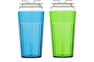 Reflo Smart Cup (Blue & Green 2-Pack) Open Training Cup, Toddler Cup, No Suction 6oz, 360 Control-Flow, USA MADE Premium High-Impact Plastic