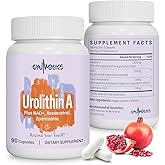 Gyumolics High Dose Urolithin A 1200mg Supplement for Mitochondrial, Cellular Longevity Support for Women & Men, NAD+, Trans-Resveratrol & Spermidine – High Purity & Potency, 180 Capsules