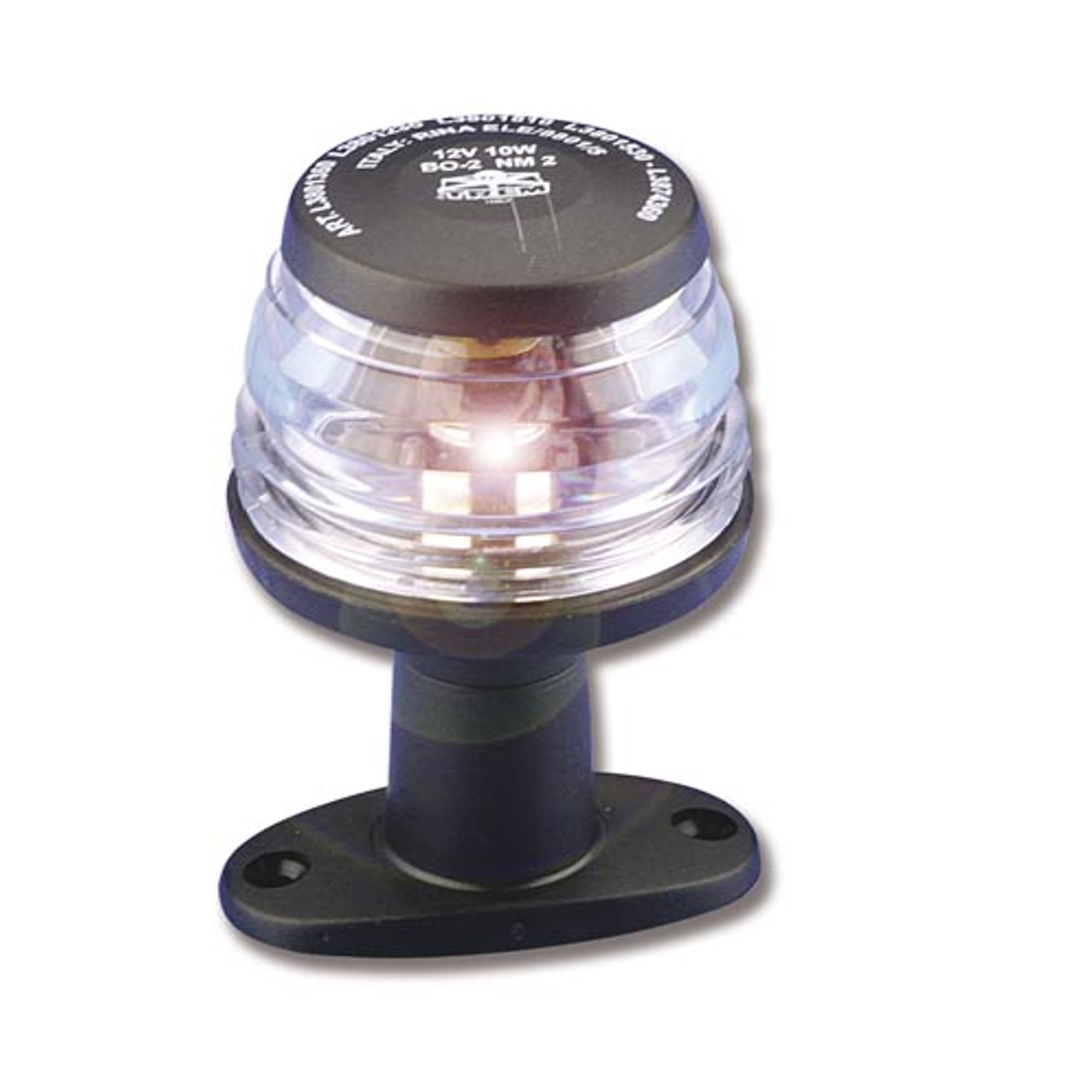 TREM Boat Light 360° Coronamento con Basetta, 10 W 12 V, Waterproof, For Boats Up to 20 Meters, Black