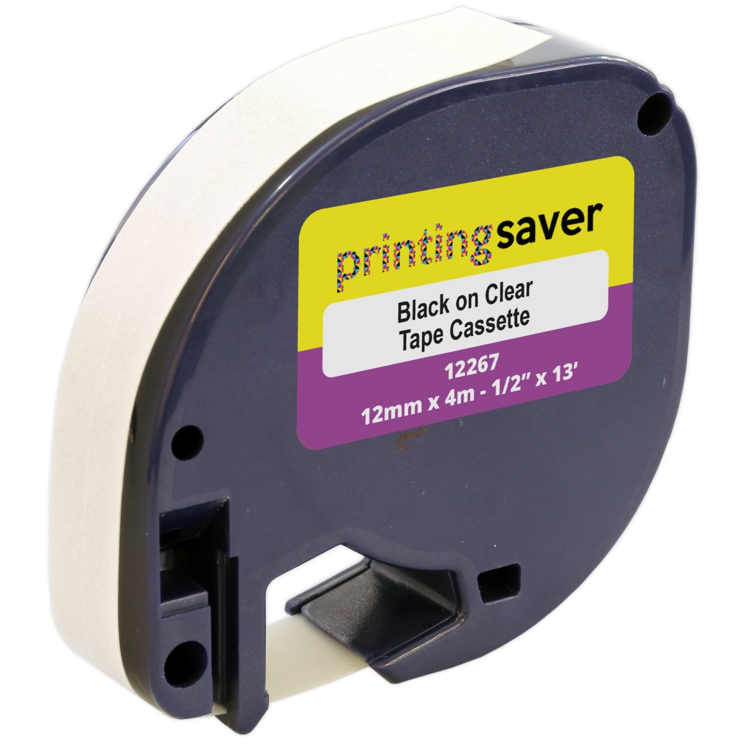 3 Compatible Rolls LetraTag S0721550 12267 12mm x 4m Black on Clear Plastic Label Tapes for LetraTag LT-100H LT-100T LT-110T QX50 XR XM 2000 Plus