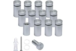 BESTANDOFF Pack of 12, Aluminum Standoff Screws, Wall Sign Standoff Mounting Hardware Advertising Glass Standoff Nail for Hanging Acrylic Picture Frame (12, Satin Chrome, 1/2" x 3/4")