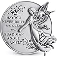 Guardian Angel Visor Clip For Car: 2-1/4 Inch Diameter Metal, Reads MAY YOU NEVER DRIVE FASTER THAN YOUR GUARDIAN ANGEL CAN FLY, Best Parents Gift Idea for New Driver and Loved Ones Cars
