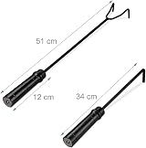 Relaxdays Fire Poker Set 2pc Steel Ash Scraper Fireplace Stove Grill Bowl Black view 4