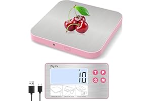 Rechargeable Separate Digital Food Scale, [33lb/15kg] Diyife Magnetic Weighing Kitchen Scale with Detachable Display, Stainle