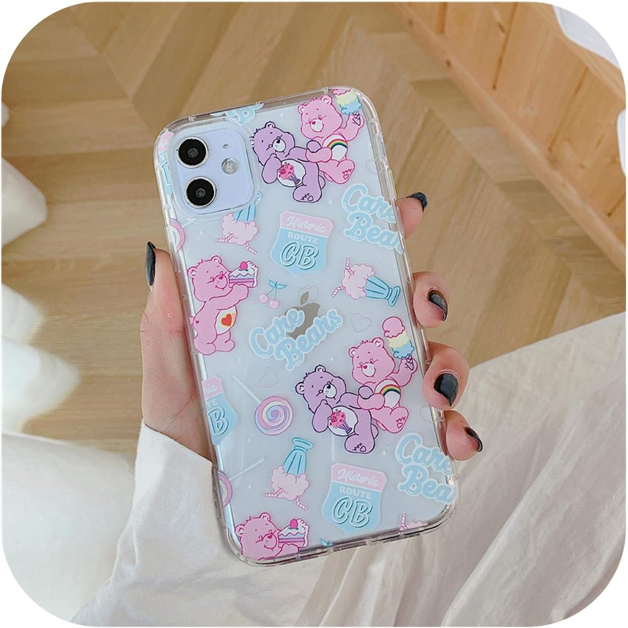 Cartoon Cute Rainbow Bear Phone Case For Iphone 11 Pro X Xs Max Xr 8 7 6 S Plus Ins Anime Cares Bears Clear Soft Cover Coque-5-For Iphone 11