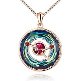 Distance Zodiac Constellation Birthstone Necklace for Women, S925 Sterling Silver Premium Austria Crystal Horoscope Pendant, Rose Gold Plated Necklace Christmas Birthday Jewelry Zodiac Gifts for Her
