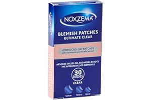 Noxzema Blemish Patches – Ultimate Clear Hydrocolloid Acne Pimple Patches with Niacinamide & Tea Tree Extract – Absorbs Oil & Reduces Appearance of Blemishes – Dermatologist Tested, 30 Count (1 Pack)