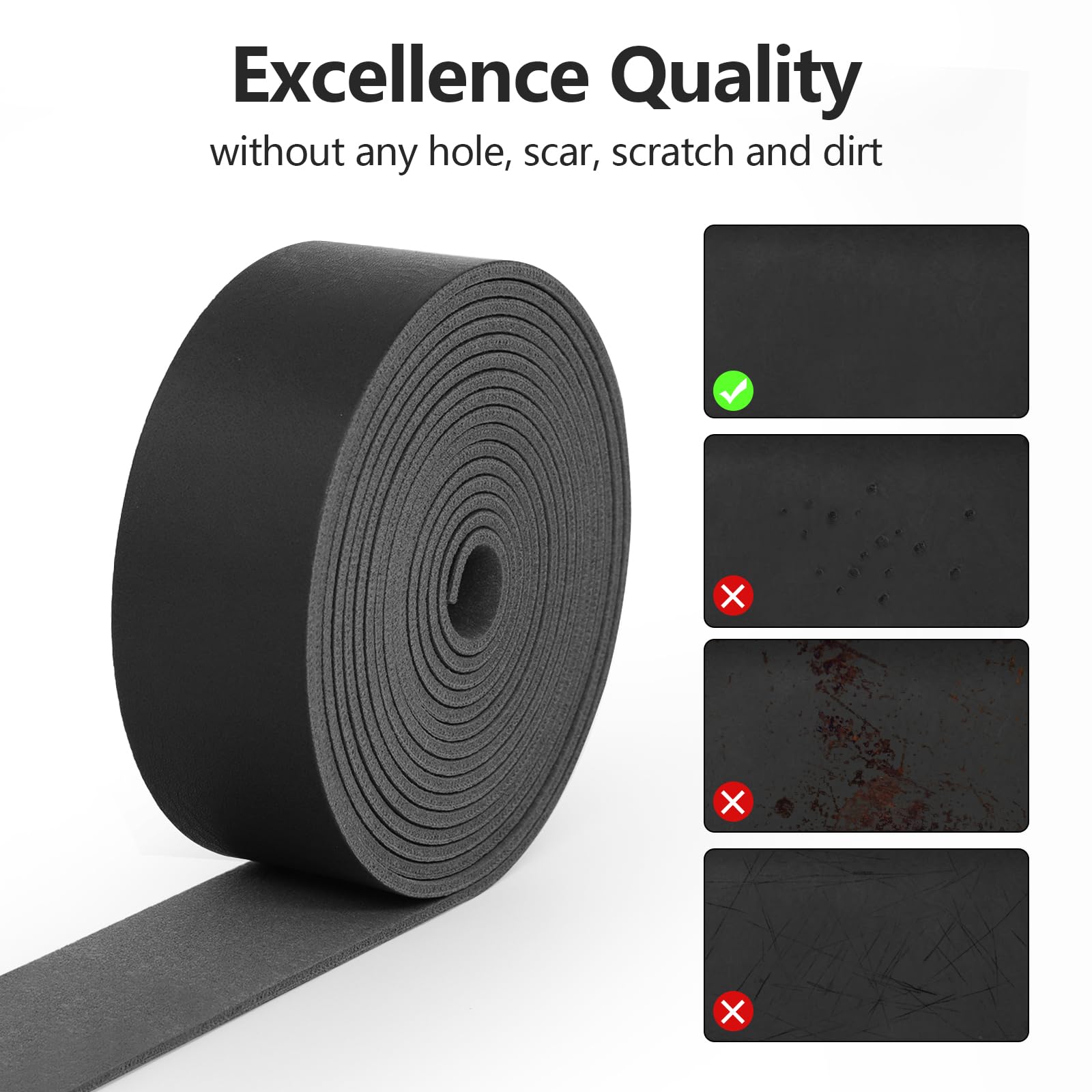 ABIDISO Faux Leather Strap 1 Inch Wide 90 Inches Long Leather Strip, Soft Leather for DIY Craft Projects, Leather Belt Strips, Hobby Workshop - Black