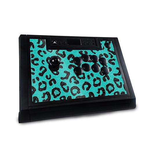 Glossy Glitter Gaming Skin Compatible with Hori Fighting Stick Alpha (PS5, PS4, PC) - Teal Leopard - Premium 3M Vinyl Protective Wrap Decal Cover - Easy to Apply | Crafted in The USA by MightySkins deal