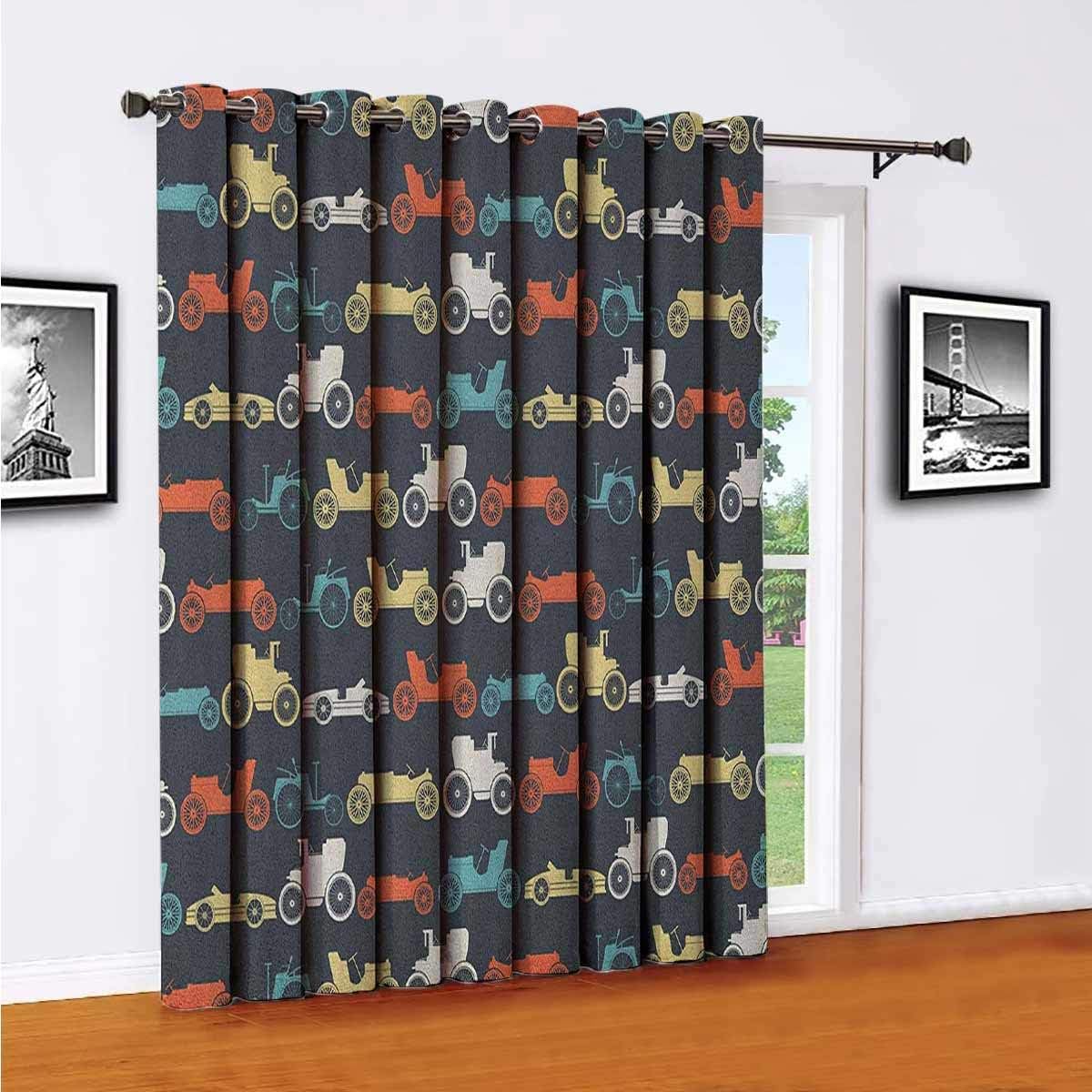 Cars Shading Insulated Curtain Vintage Cars in Pattern