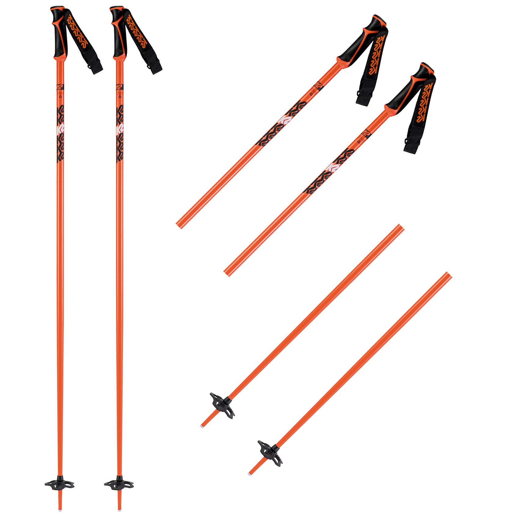 K2 Skis Freeride 18 Men's Ski Poles, Orange, 110