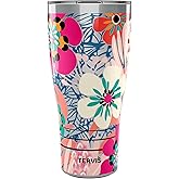 Tervis Traveler Bright Wild Blooms Triple Walled Insulated Tumbler Travel Cup Keeps Drinks Cold & Hot, 30oz, Stainless Steel