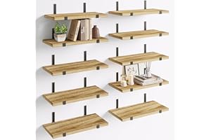 Fixwal 10 Pack Floating Shelves for Wall, Rustic Wood Wall Shelves for Bedroom, Kitchen, Bathroom Decor, Book Shelves for Living Room