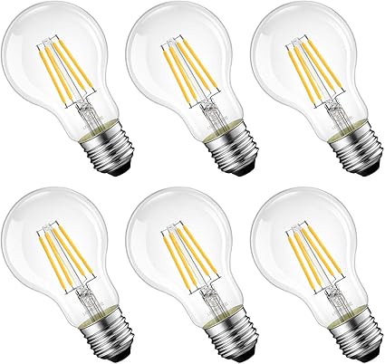 Amazon Co Jp Led Bulbs 60w Equivalent E26 Base Filament Bulb 6w A60 2700k Light Bulb 806lm Clear Type Retro Bulb Atmosphere Non Dimmable Pse Pack Of 6 Kitchen Housewares