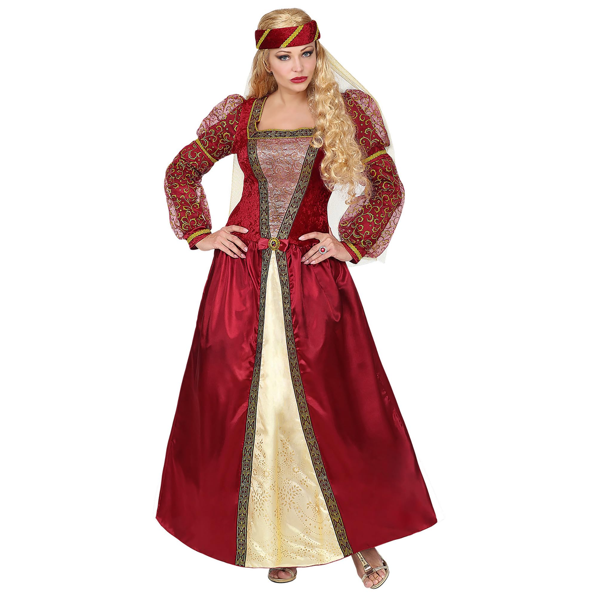 Widmann Womens Ladies Medieval Princess Red Adult Fancy Dress Costume Outfit L