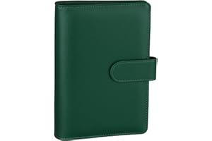 Antner A6 Notebook Binder 6 Ring Refillable Budget Planner Cover for A6 Refill Paper, PU Leather Loose Leaf Personal Planner Wallet Money Organizer Binder with Magnetic Buckle Closure, Dark Green