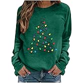 Christmas Shirts for Women Long Sleeve Casual Xmas Tree Graphci Cute Party Holiday Tees Fashion Fall Pullover Tops