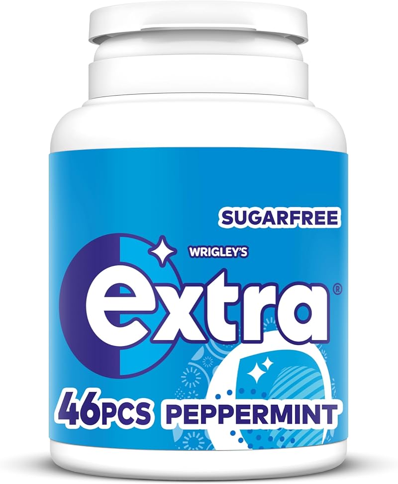 Extra Peppermint Sugar Free Chewing Gum 46 Pieces Bottle Xylitol