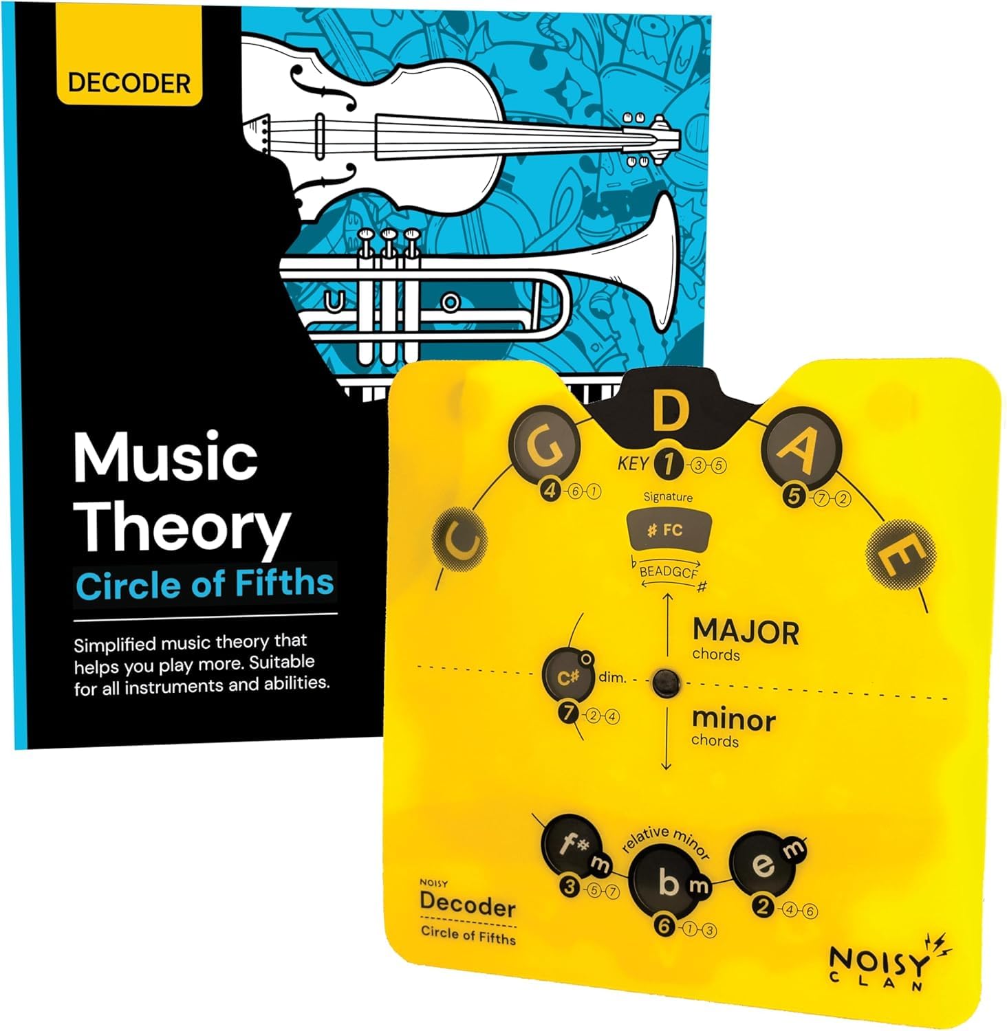 Circle of Fifths Wheel & Music Theory Book - For All Instruments & All Levels – Learn Chords, Keys & Progressions – Write More, Play More, Master Music