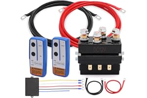 Torkettle 12V 250A Winch Solenoid Relay Contactor with 2Pcs Wireless Winch Remote Control Kit and 4Pcs pre-Wires with lugs fo