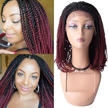 Amazon Com 16 Inch Senegalese Twist Bob Lace Front Wigs Full