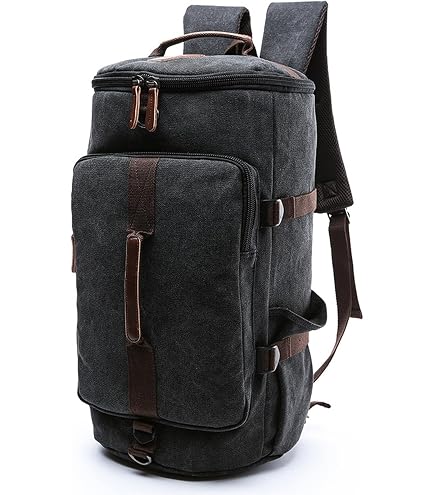 BAOSHA Canvas Weekender Travel Duffel Backpack Hybrid Hiking Rucksack Laptop Backpack for Outdoor Sports Gym HB-26(Black) : Electronics