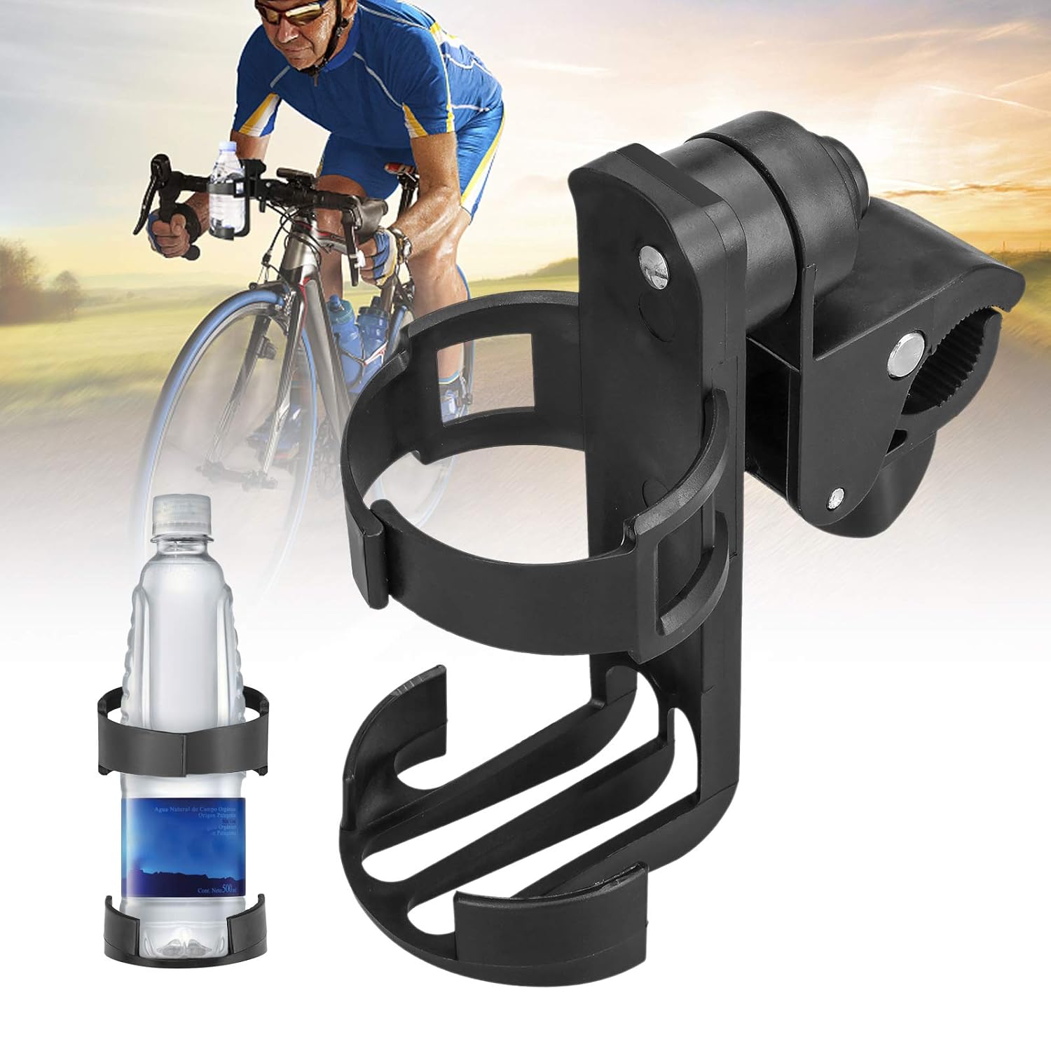 Black Motorcycle Bike ATV Handlebar Mount Cup Can Bottle Drink Holder Water Auto Parts