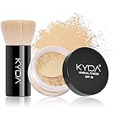 KYDA Mineral Loose Powder Foundation, SPF 35, Skin-improving Mineral Foundation with Brush, Lightweight Buildable Coverage, Natural Glow Loose Powder Base Makeup, Fair Light, 0.28 oz