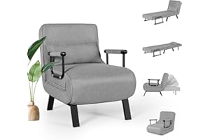 TYBOATLE Folding Chair Bed, Comfy Convertible Sleeper Sofa, 5 in 1 Folding Bed with 5-Position Adjustable Backrest & Pillow, Floor Single Chairs, Cozy Futon Chair for Small Spaces, Office (Light Grey)