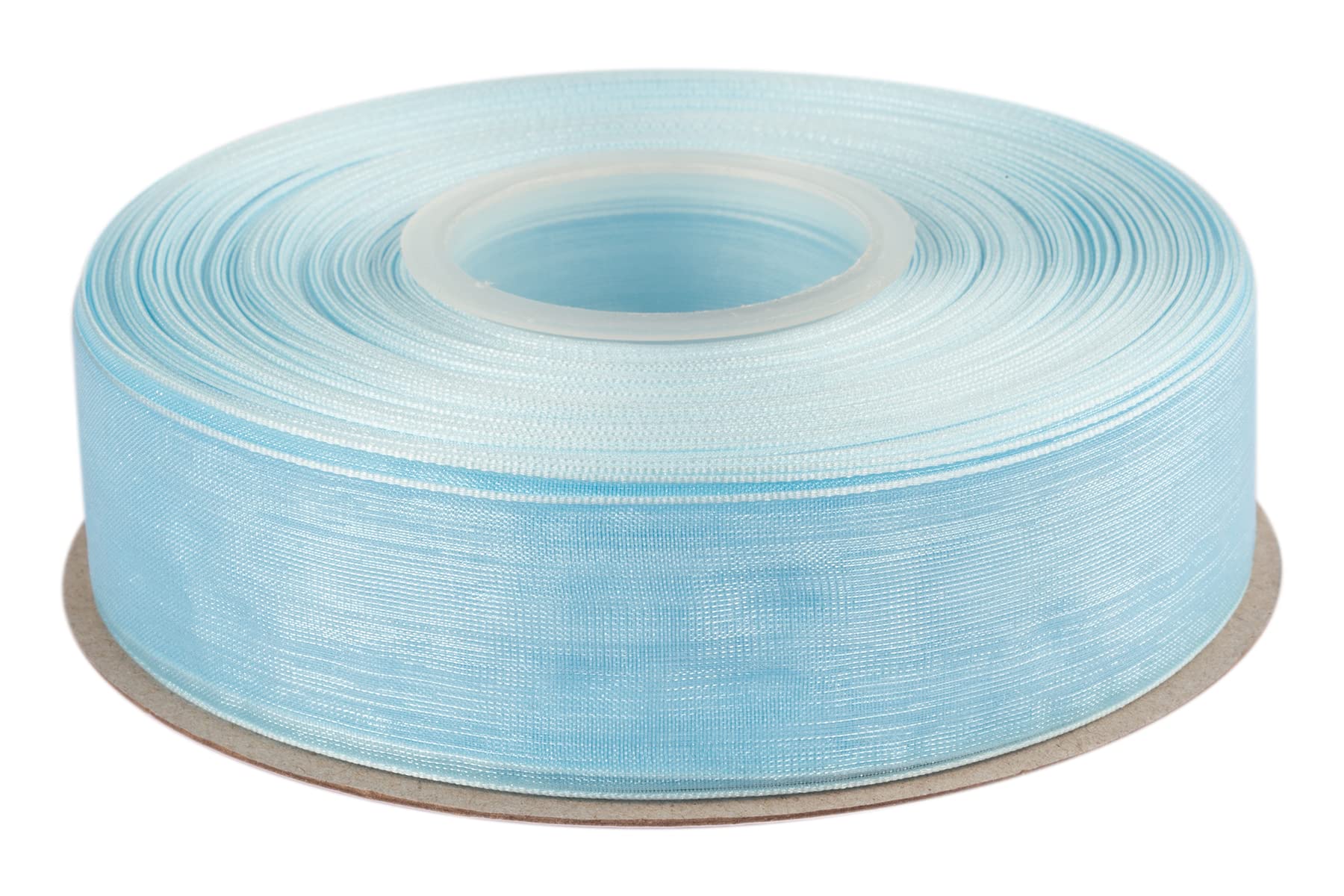 Ribbonitlux 25mm Sheer Organza Ribbon, Blue Mist Shimmer Chiffon Ribbon 45M-Roll, Ideal for Wedding Events Christmas Decaration Making Floral Bouquets DIY Crafts