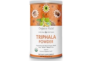 Organic Veda Triphala Powder with Amla, Haritaki, Bibhitaki Fruits - 100% Natural Ayurvedic Triphala Powder - Improves Immune Support, Digestion, Colon Cleanse, Skin Health - Vegan, Non-GMO - 16oz