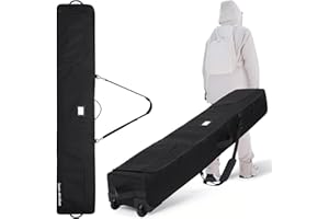 TeamObsidian Ski Bag - Can Hold Double Skis - Heavy Duty Padded Ski Bags for Air Travel - Water Resistant Snowboard or Skiing Kit Bag with Wheels
