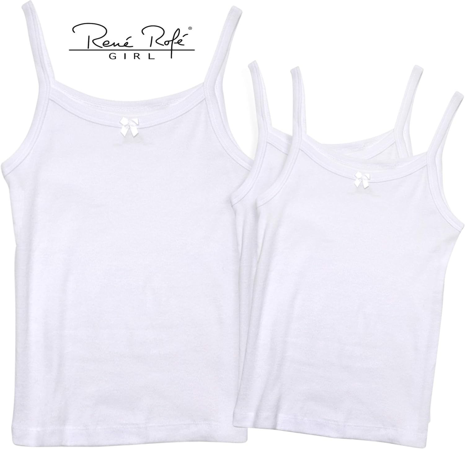 Rene Rofe Girls Solid White Tagless Cami Super Soft Undershirts (3/Pack): Clothing