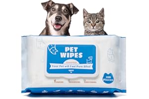 Tetesol Dog Wipes for Pets Cats-100 Count All Purpose Unscented Wet Wipes for Paw Butt Cleaning,Grooming,AlcoholFree,Vitamin E,pH Balanced
