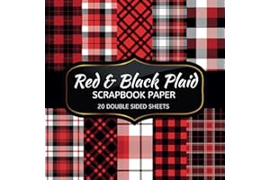 Red and Black Plaid Scrapbook Paper: 20 Sheets Double Sided Color, Junk Journal & DIY Projects, Decorative Craft Paper Pad for Scrapbooking