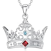 DOLPHERS 925 Sterling Silver Crown Necklace Lab Grown Diamond Crown Pendant Gift for Women
