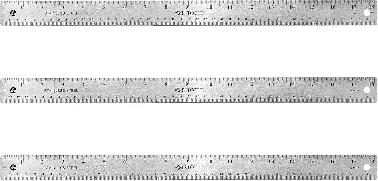 Westcott 18" Stainless Steel Ruler, Pack of 3 (17144)