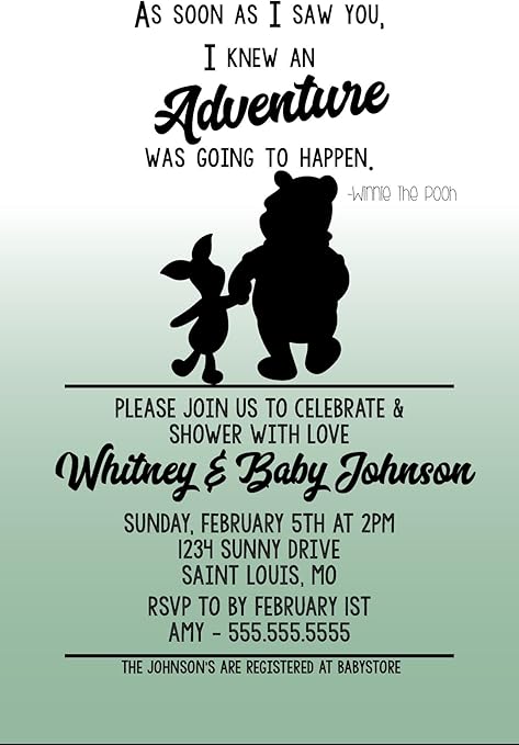 Classic Pooh Baby Shower Invitation Winnie The Pooh Etsy