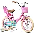 Glerc Maggie 12 14 16 20 Inch Kids Bike for 2-13 Years Old Girls, Toddler Bicycle Princess Style Bikes with Doll-Seat & Basket & Training Wheels & Kickstand, Multiple Colors